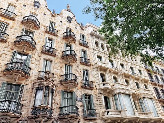 Casa Calvet facade in Barcelona, designed by Antoni Gaudí
