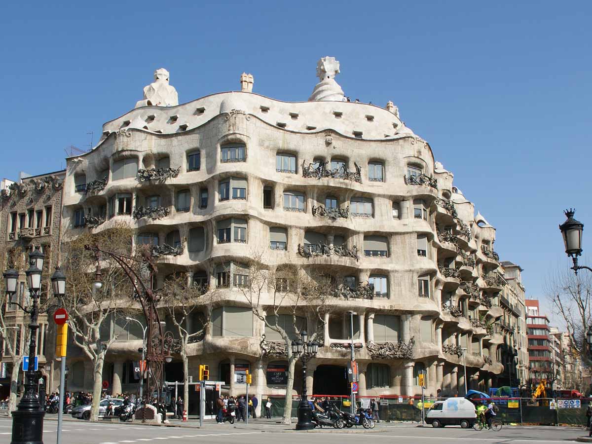 Casa Milà La Pedrera facade in Barcelona, designed by Antoni Gaudí