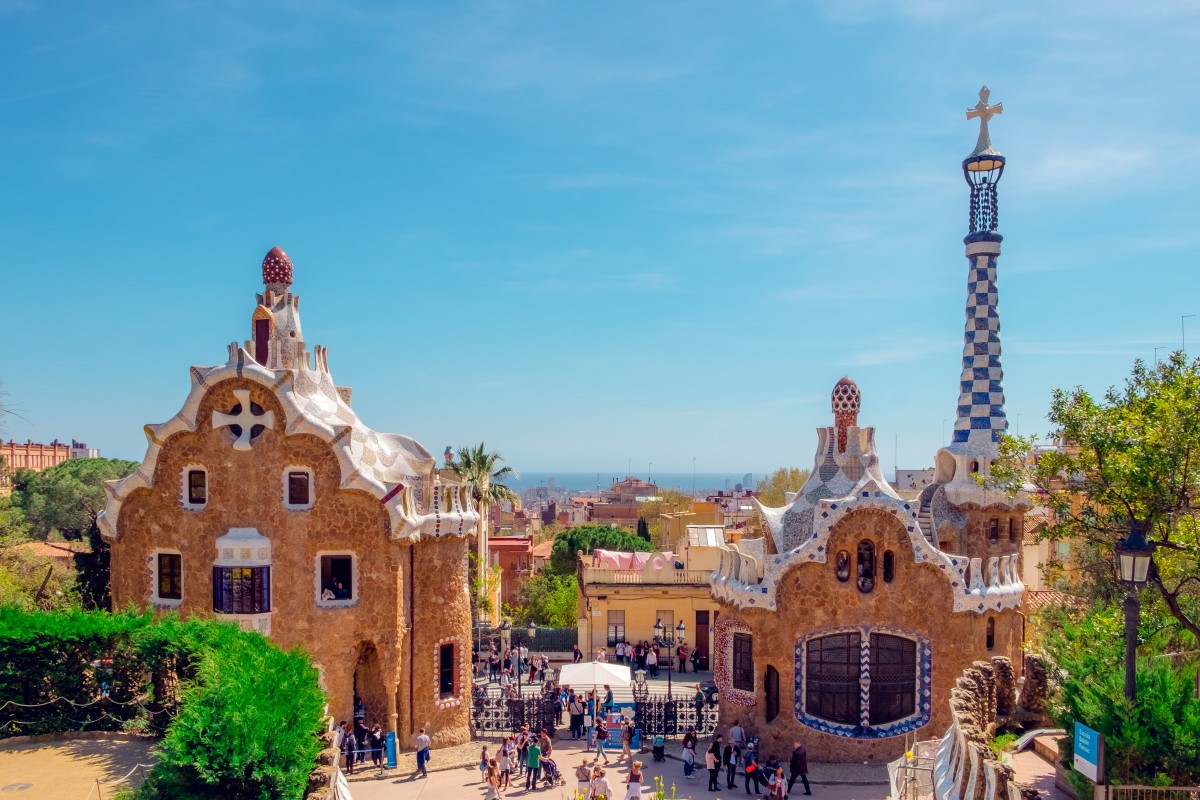 Park Güell mosaic terrace with views over Barcelona